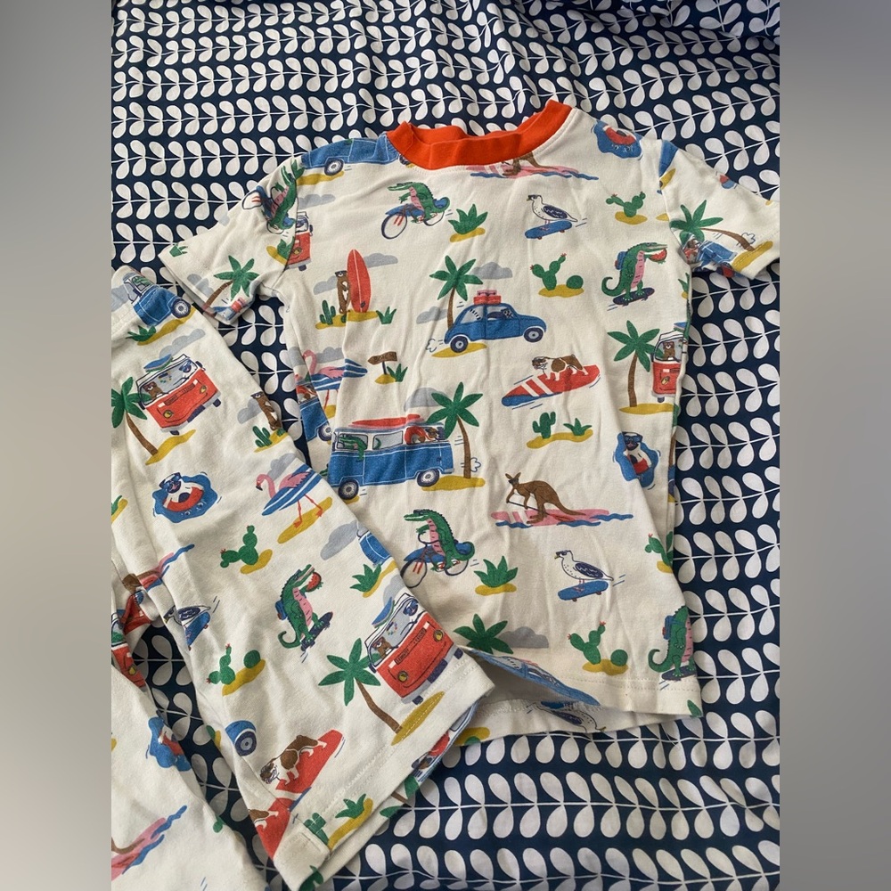 Colorful Mini Boden Kids' Shortie Pajama Set with Fun Prints Size 9Y